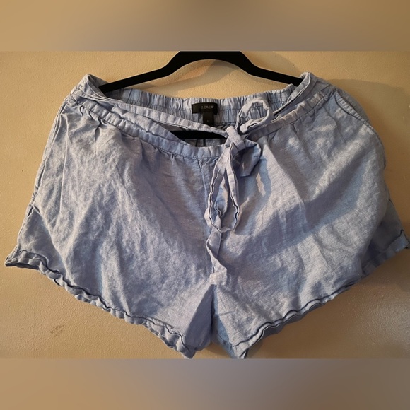 J.Crew linen cotton mix shorts lightweight medium waist tie preppy coastal - Picture 1 of 3